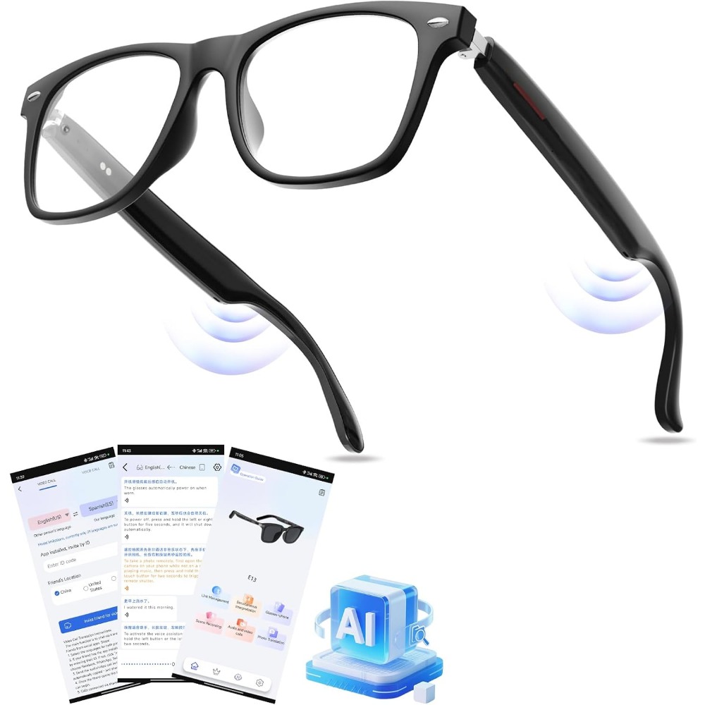 Smart Glasses Lens - 실시간 번역, 블루투스 오디오, 오픈형 스피커를