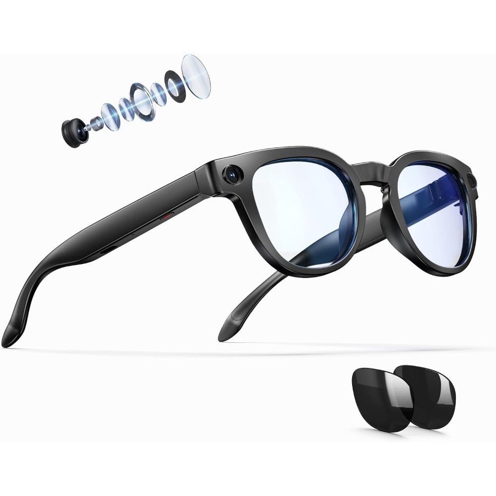 Smart Glasses Lens - 8MP 카메라, 4K 비디오, 실시간 번역,