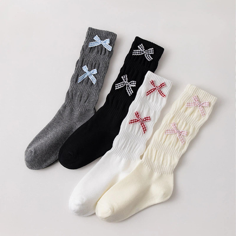 Baby Sock Oximeter - 여아용 봄 가을 면 리본 아동용