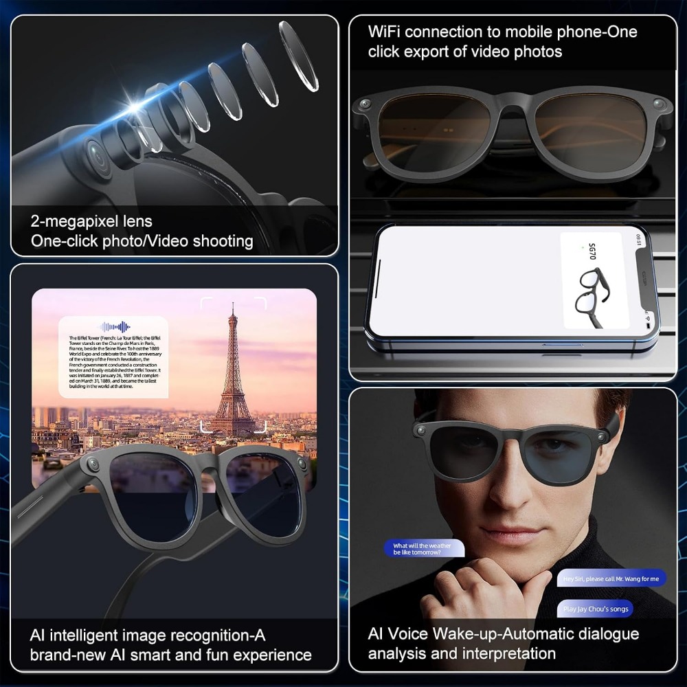 HD 카메라, 실시간 번역, 음악 및 핸즈프리 통화 기 - Smart Glasses Lens 리뷰 및 가격