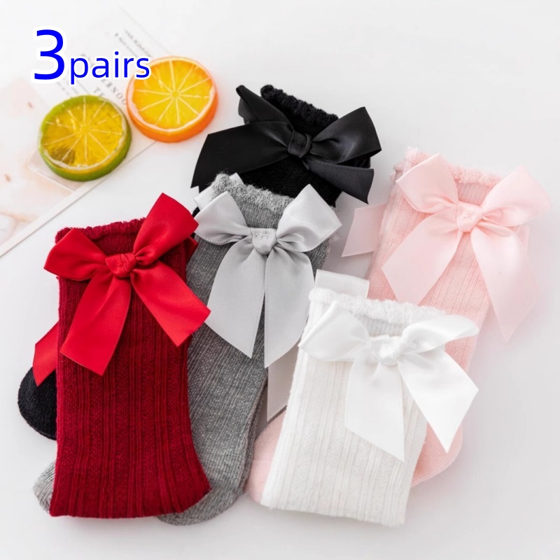 3 짝/대/세트 아기 소녀 양말 큰 활 무릎 높은 어린 - Baby Sock Oximeter 리뷰 및 가격