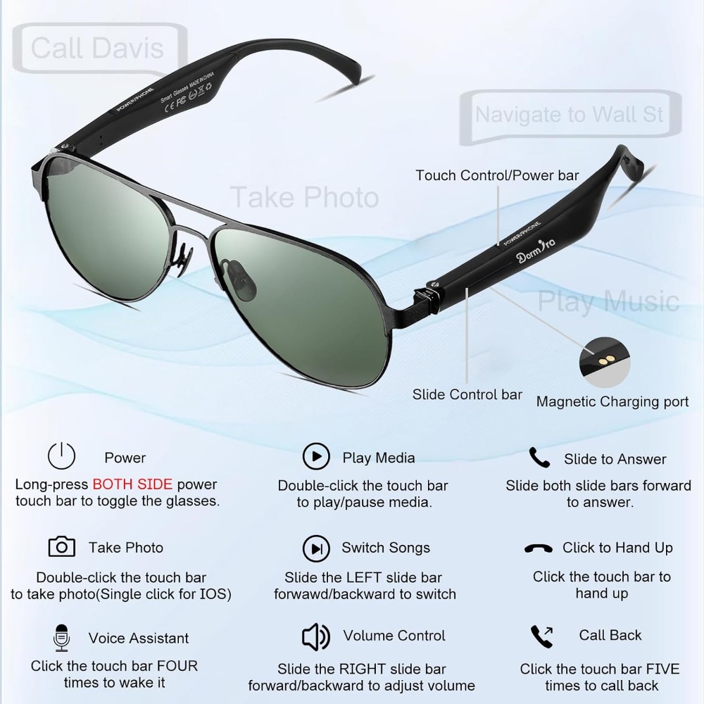 남성용 스마트 안경 (12시간 배터리 수명, 실시간 번 - Smart Glasses Lens 리뷰 및 가격