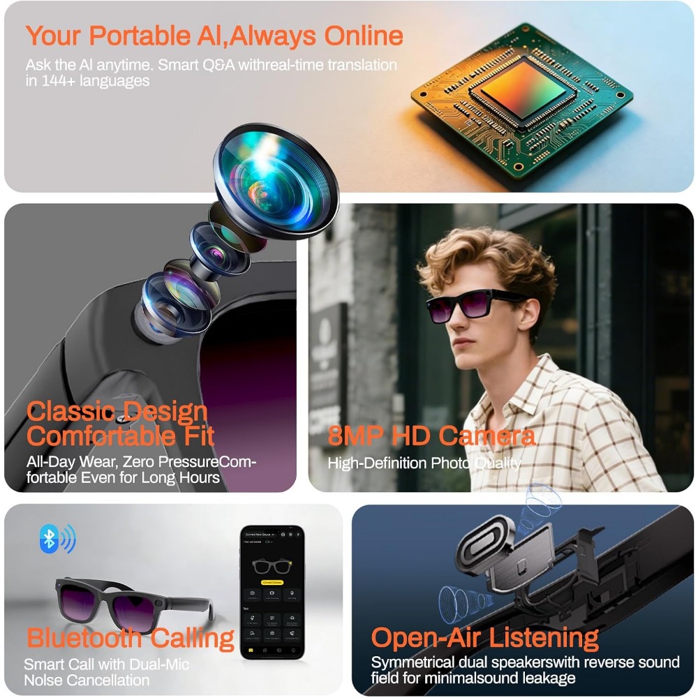 AI 번역, 블루투스 통화, 8시간 음악 재생 스마트  - Smart Glasses Lens 리뷰 및 가격